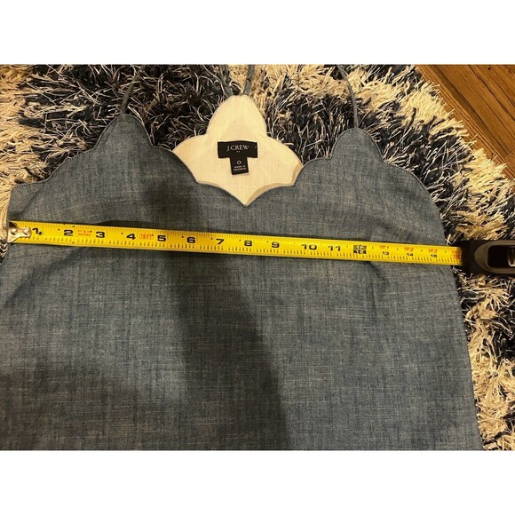 J.Crew Scalloped Camisole Top Size 0 Chambray Blue Adjustable Strap Tank - Picture 10 of 12